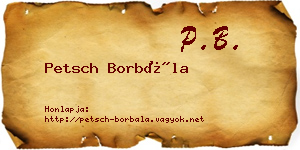 Petsch Borbála névjegykártya